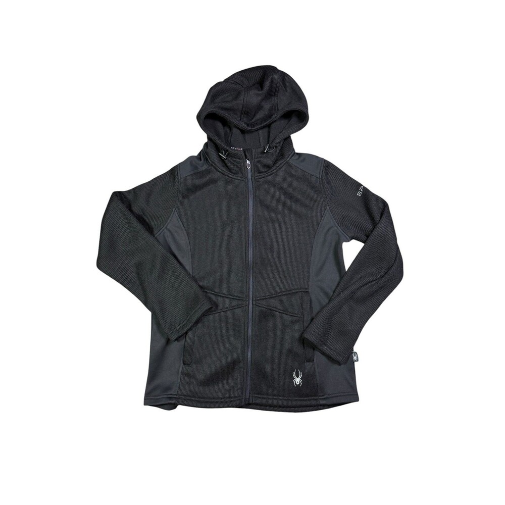 Spyder Performance 100% Polyester Full Zip Hooded Jacket Black Men's Small